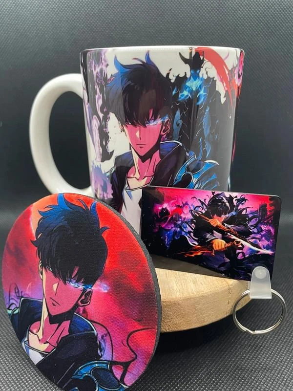 🎁 Coffret Mug – Mug + Porte-clés + Dessous de Tasse – Solo Leveling ⚔️👑